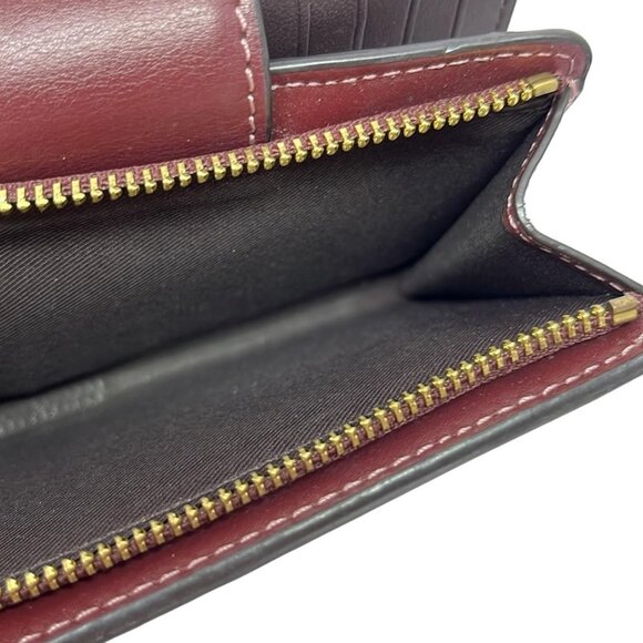 Auth COACH Lunar New Year Medium Corner Zip Wallet Rabbit Print CF526 Bordeaux - Picture 5 of 6